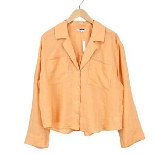 NWT Madewell Resort Long-Sleeve 100% Ramie Shirt Harvest Peach Size Large